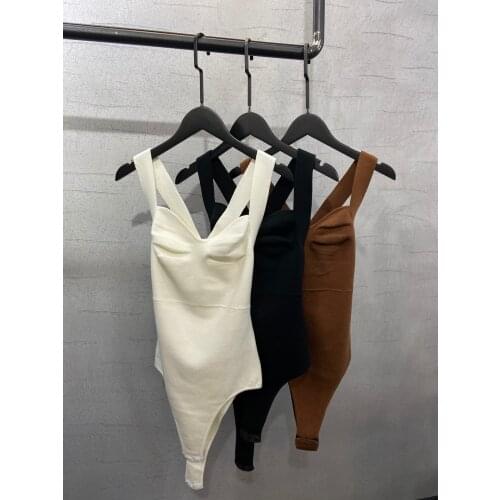 Sexy 2021SS Summer Women High Quality Knitted Slim Bobysuits Ladies Casual Rompers Jumpsuits Playsuits 3 Color Ddxgz2 4.27