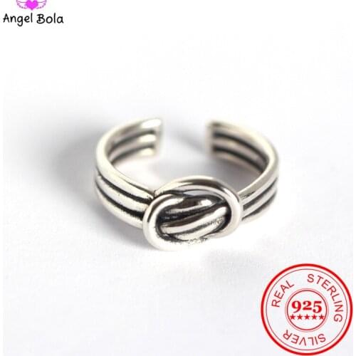 New Fashion Silver Ring Women Rope Knot 925 Sterling Silver Ring Braided Mesh Ring Personalized Silver Jewelry Wholesale