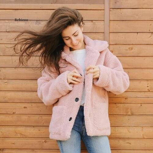 Winter Thicken Warm Teddy Fur Jacket Coat Women Casual Fashion Lamb Faux Fur Overcoat Fluffy Cozy Loose Outerwear Female