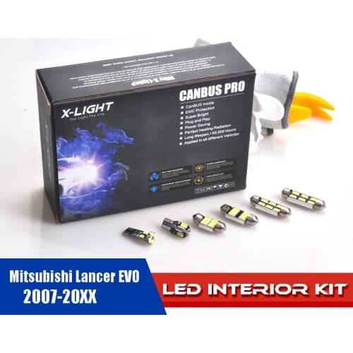 10pcs White Bulb LED Car Light Interior Kit for Mitsubishi Lancer EVO 2007-20XX Error Free Cabus pro