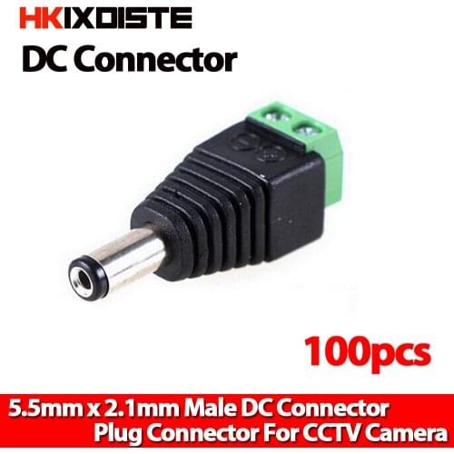 100Pcs Male 2.1x5.5mm DC Power Cable Jack Adapter Connector Plug Led Strip CCTV Camera Use 12V
