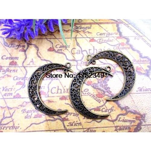 15PCS-Moon charms,Antique old moon Pendants/charms 39x33mm