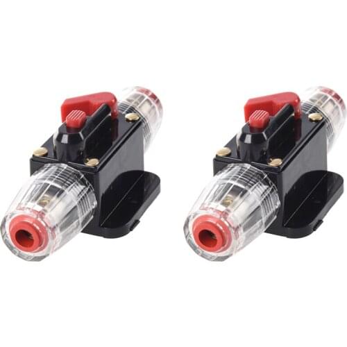 2 Pcs Car Audio Inline Circuit Breaker Fuse Holder 12V-24V System Protection Black, 20A & 50A