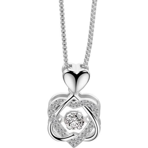 2021 Fashion Women Heart Pendant necklace chain necklace S925 Necklace Jewelry Gift Lovers Crystal Necklace