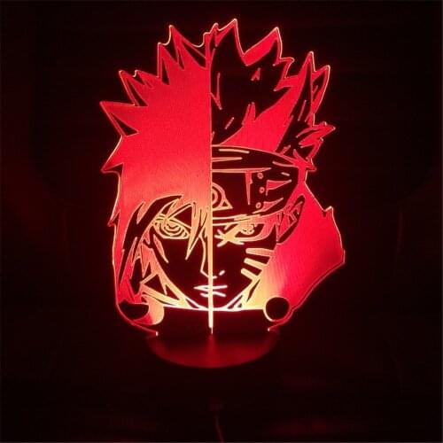 Naruto 3D Lamp Uzumaki Naruto Shippuden Uchiha Sasuke LED Night Light Home Decoration Manga Lighting Bedside Decor Lampe Gifts