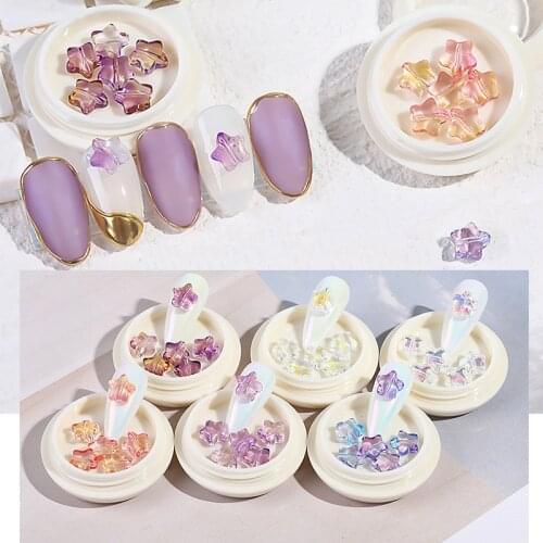 6Pcs/Box 3D Nail Art Decoration Resin Star Design 8*4mm Crystal Gems Charms DIY Nails Tools Manicure