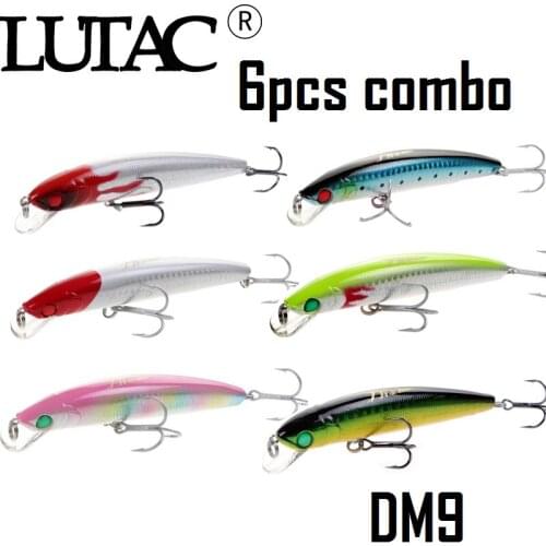 6pcs lot LUTAC Minnow 80mm7g 115mm19g Fishing Bait Plastic Hard Bait Fishing lure Floating Crankbait Fishing tackle