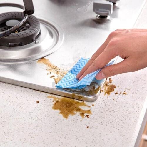 80pcs/bag Non-woven Fabric Kitchen Disposable Cleaning Cloth Multi-purpose Removable Dish Cloth Scouring Pad Kitchen Cleaning Su