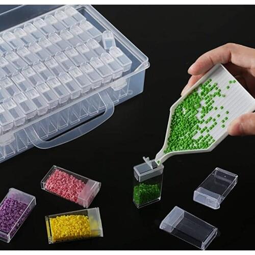 Stone Storage Accessory 56/64 Grids Storage Boxes Display Box Diamond Painting Cross Stitch Resin Rhinestone Beads Container