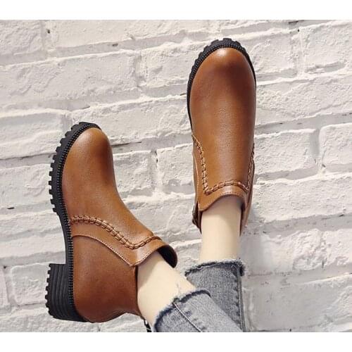 DoraTasia New Autumn Winter Mature Black Booties Ladies Concise OL Ankle Boots Women 2020 Low Heels Shoes Woman