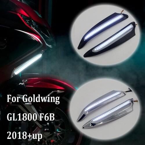 For HONDA Gold Wing 1800 F6B GL1800 2018 2019 2020 2021 Motorcycle Front Lighted Vent Trim LED Turn Signal Kit Chrome or Black