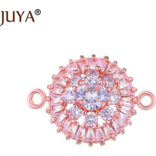 Jewelry findings components luxury cubic zirconia crystal connectors for diy fashion bracelets necklace accessories parts