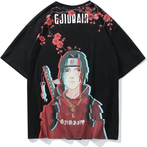 New Summer Men Breathable T-Shirt Japanese Harajuku Style Streetwear Sasuke Hip Hop Tees Cotton Oversize Shirts