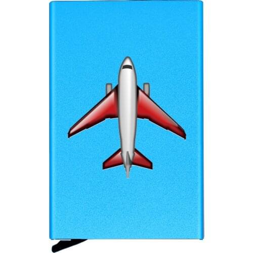 Classic Fashion Metal Men Women Credit Card Holder High Quality Aircraft Theme Printing Travel ID Cardholder Case Rfid Wallet