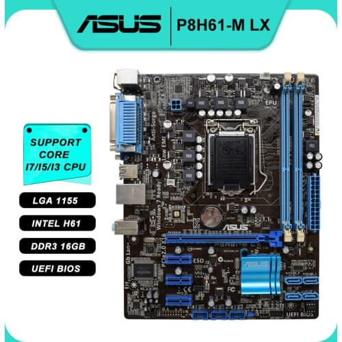 FOR ASUS P8H61-M LX original motherboard DDR3 LGA1155 USB2.0 16GB H61 PC Desktop motherboard set Original Used motherboard