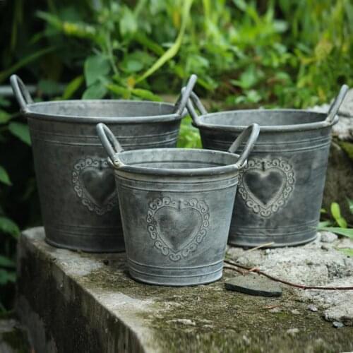 Retro iron flowerpot desktop flower vase plant flowerpot hanging balcony plant barrel planting display stand home decoration