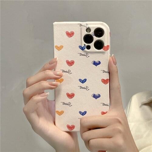 Retro Sweet doodle love art kawaii Japanese Phone Case For iPhone 11 12 Pro Max Xs Max XR Xs 7 8 Plus 7Plus case Cute Soft Cover