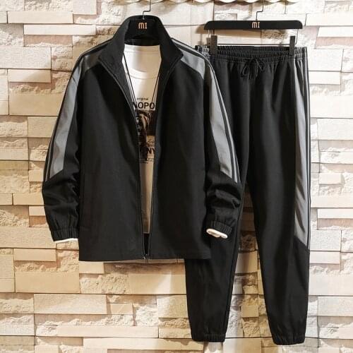 2021 Mens Spring Autumn Sports Suit Hooded Jacket and Pants Men Casual 2 Piece Set Korean Fashion Mens Tracksuit Outfit Set