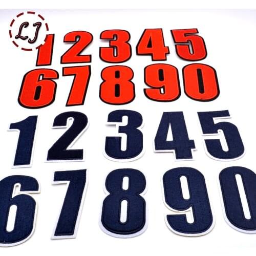 High quality black red big figures number Patch with Embroidery Cloth paste Accessories Iron-On Applique Badge DIY accessories