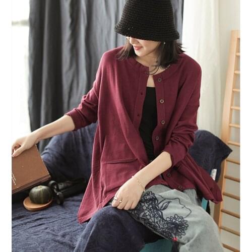 NINI WONDERLAND Women Knit Cotton Cardigan Coat 2021 Autumn Single Breasted Korean Style Loose Irregular Sweater Casual Coats