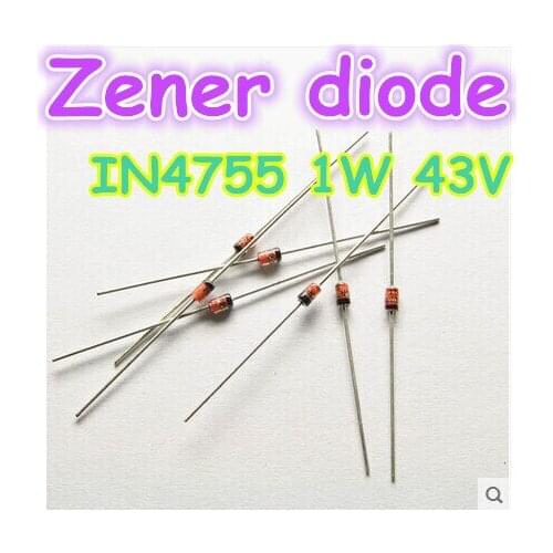 NEW 100pcs/lot IN4755 1W 43V 1n4755 4755 Zener diode