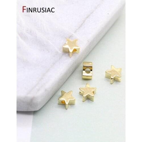 Wholesale Gold Plated Pentagram Beads For Jewelry Making 5mm Brass Metal Star Beads DIY Bracelet Necklace Earrings Accessories
