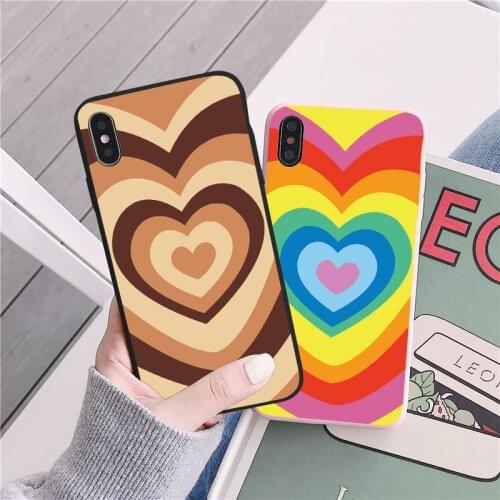 Luxury Rainbow Love Heart Phone Case For iPhone 8 7 6s Plus SE 2020 X XS Max XR 12 11Pro Max matte Silicone Case Soft TPU Cover