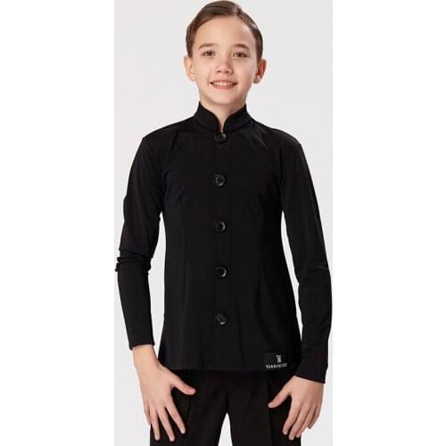 Latin Dance Shirts Male Ballroom Dance Competition Clothig Stand Collar Long Sleeves Tops Child Latin Performance Wear VDB3225