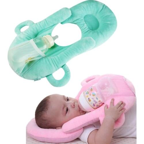 Detachable Baby Nursing Pillow with Anti Flat Head Shaping Pillow Multifunction Infant Self-feeding Pillow with Bottle Pocket