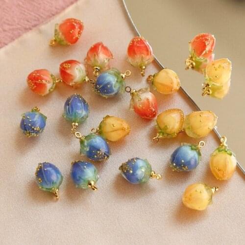 Uv Epoxy Pink Small Bud Resin Earrings Pendant Hairpin Hairpin Jewelry Accessories diy Necklace Bracelet Material