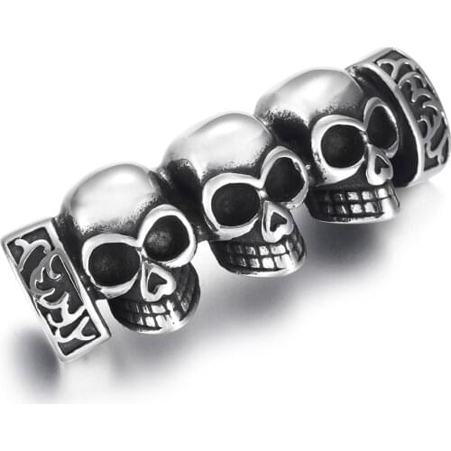 Stainless Steel Skull Connector Charms Polished 12x6mm Hole Link Bracelet Component DIY Accessories for Jewelry Making