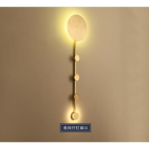 Nordic wall lamp copper lamp TV background living room modern minimalist living room lamp bedroom bedside lamp