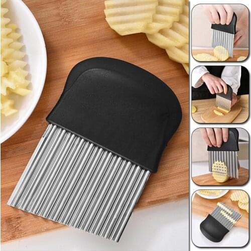Stainless Steel Potato Chip Slicer Dough Vegetable Fruit Crinkle Wavy Slicer Knife Potato French Fry Maker Cutter