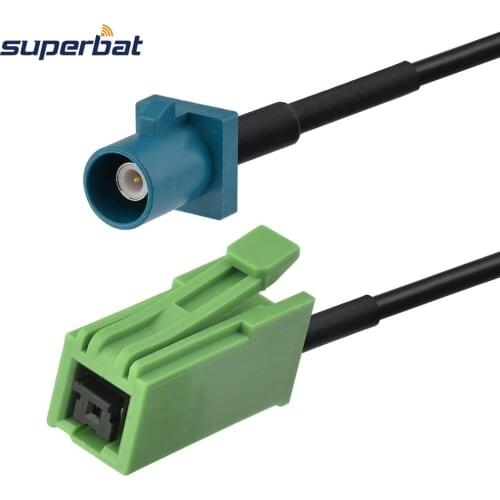 Superbat Fakra "Z" Plug to HRS GT5-1S Jack Green Pigtail Cable RG174 30cm for GPS