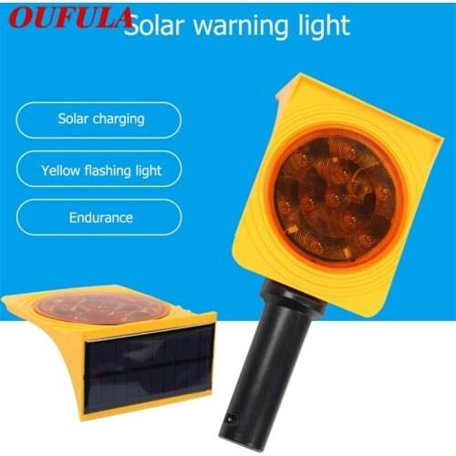 OUFULA Solar Indicator Lights LED Waterproof IP68 Warning Safety Reflective Sign Handheld Light
