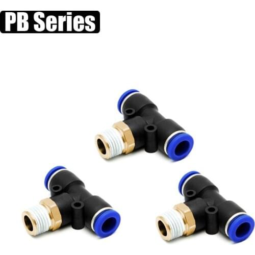 T Shape OD 4/6/8/10/12mm Hose Tube *M5 1/8" 1/4" 3/8" 1/2" BSPT Male Thread Air Pneumatic Connector Quick Fitting