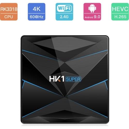 HK1 Super Android 9.0 Smart TV BOX RK3318 Quad-Core 4K 3D Media Player 4G 32G/64G 2.4G/5.8G Dual Wifi 100M 2G 16G Set top Box