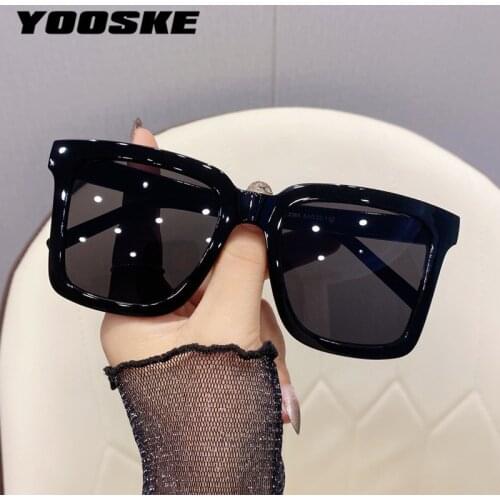 YOOSKE Vintage Square Sunglasses Women Men Classic Oversized Sunglass Retro Black Sun Glasses Lady Shades for Ladies Green