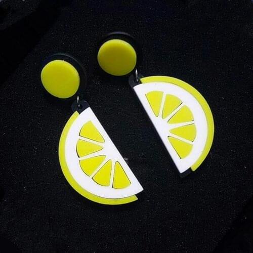 Punk Acrylic Fruit Lemon Dangle Earrings For Women Fashion Hippop Orange Slice Big Earrings Fashion Club Jewelry