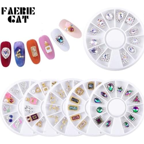 1 Wheel 3d Charm Nail Art Rhinestones Perfume Bottle Star Moon Alloy AB Diamond Colorful Crystal Stones Nail Decoration Jewelry
