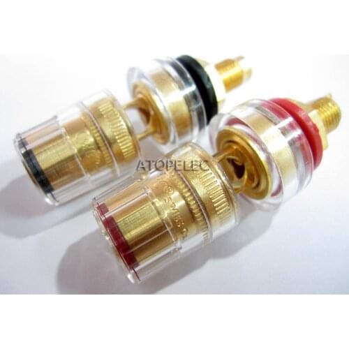 1 pair CMC-858-S-G 24K Gold Plated Brass Speaker AMP Short Binding Post HiFi Banana Jack Connector Socket Panel Chassis Mount
