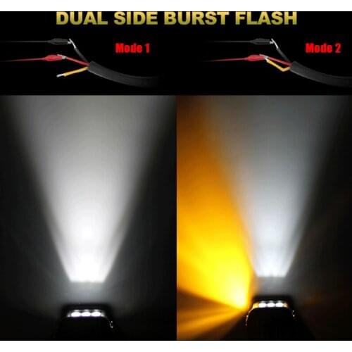 1pc 4\\\\\\\" Car LED Work Light Bar Cube Side Shooter Pod White & Amber Strobe Lamp Off-Road Light Accessories For SUV Truck