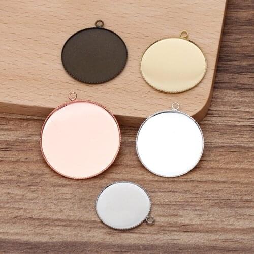 1000pcs 20mm 25mm 30mm Circle Pendant Base Settings Round Bezel tray Stone Resin Glass Cabochons Blanks DIY Jewelry Accessories