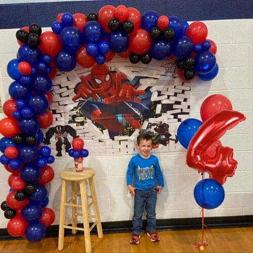 123pcs Spiderman Latex Arch Kit Garland Balloon 30" Number 2 3 4 5 6 Supper Hero Birthday Theme Party Decorations Kids Gifts