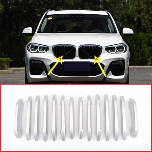 14pcs matte Car Front Grill Decoration Strips Trim For BMW X3 G01 X4 G02 2018 2019 Accessories