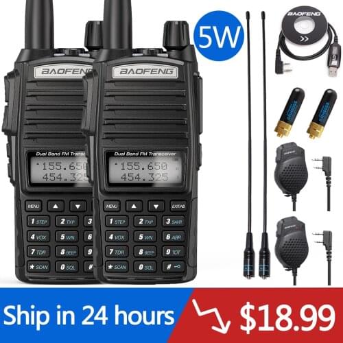 2PCS BaoFeng UV-82 5W Baofeng UV 82 Walkie Talkie 10 KM Baofeng Ham Radio 10KM Dual PTT 82HP UV-9R GT-3TP UV-5R Two Way Radio