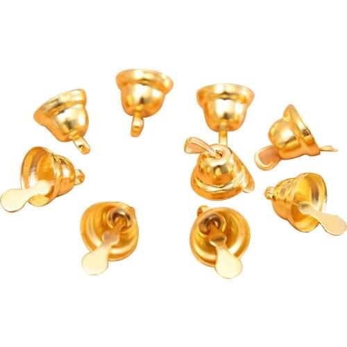 20Pcs/set Jingle Bells Gold 11mm Small Iron Loose Beads Metal Christmas Tree Hanging Decorations Festival Party