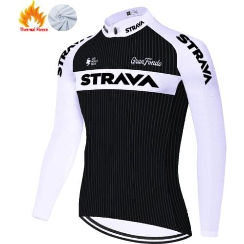 2021 STRAVA maillot manga larga ​Winter Thermal Fleece long sleeve cycling jersey camiseta ciclismo masculino strava ciclismo