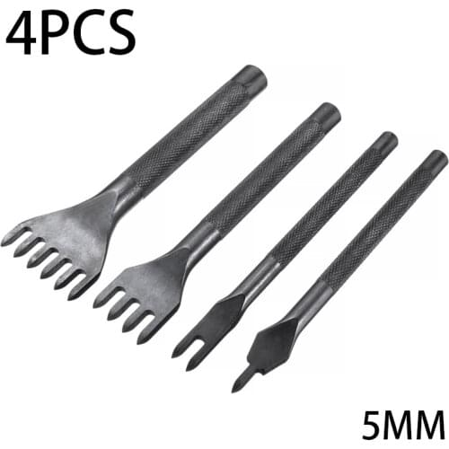4pcs Steel Stitching Punch 3/4/5mm DIY Leather Punch Tool Set 1/2/4/6 Prong Leather Hole Punching Chisel For Leathercraft Making