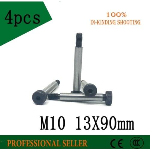 4 Pieces M10 Threaded 13*90mm 12.9 Grade Alloy Steel Hexagon Socket Head Shoulder Screw Bolt